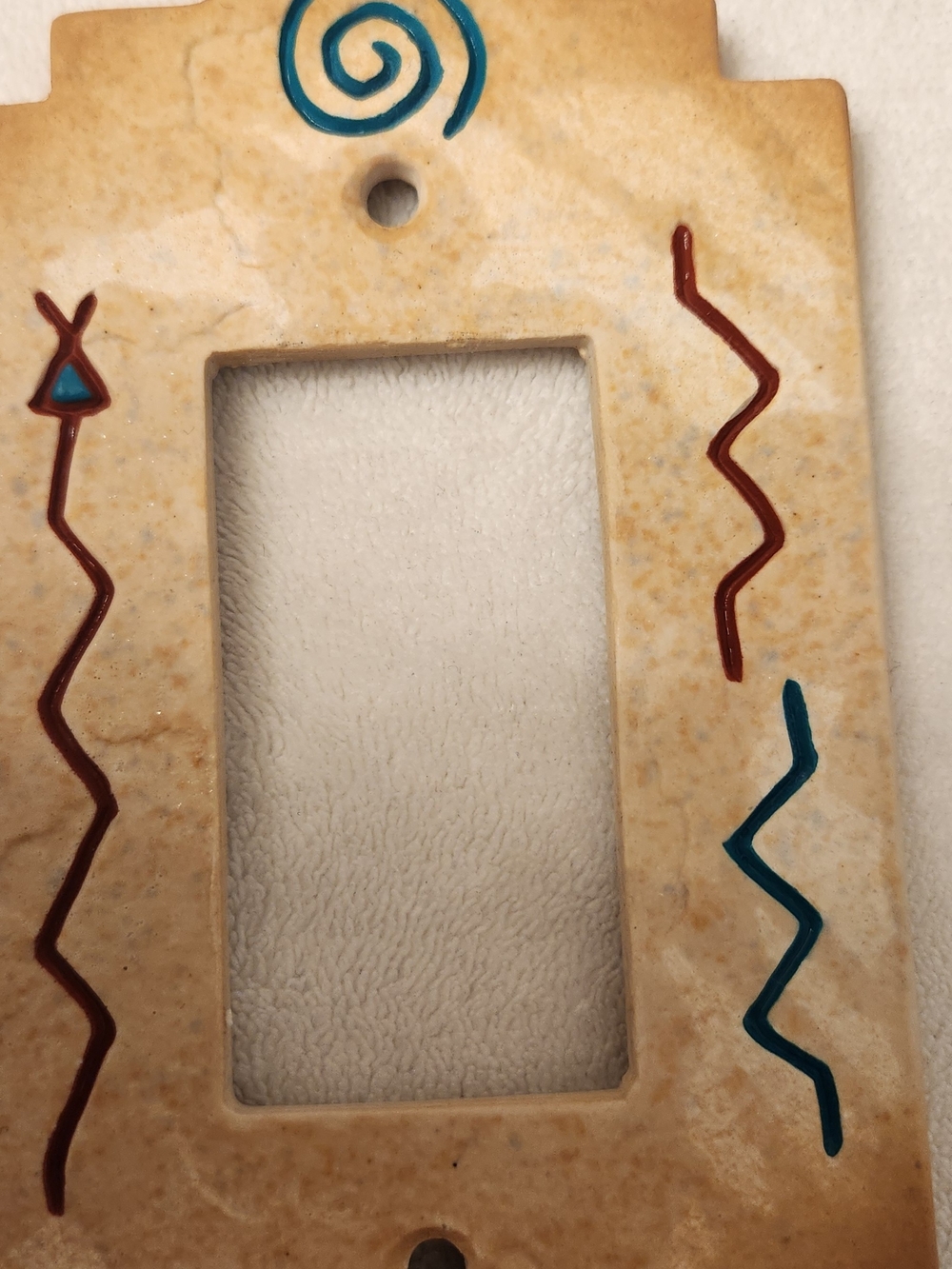 Beige Southwestern Ceramic Switch Plate with Teal & Brown Accents
